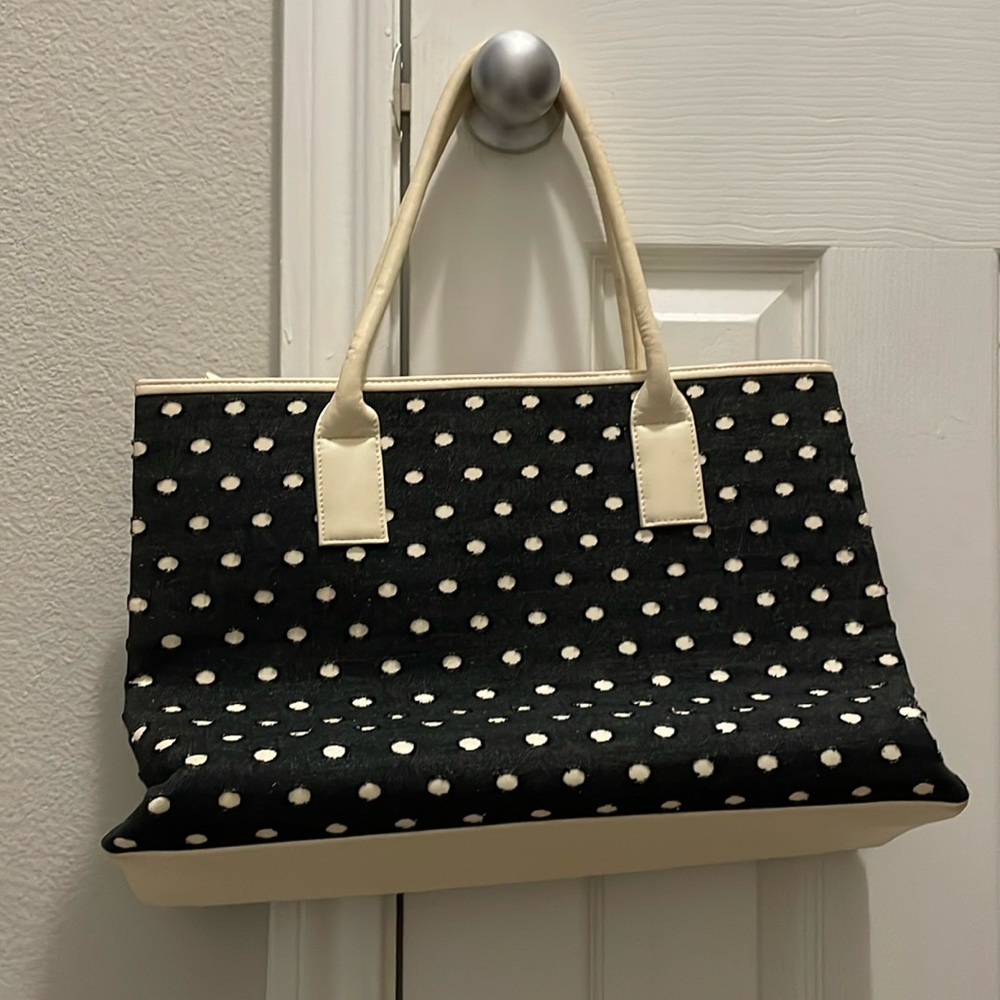 Samantha Thavasa large polka dot denim tote